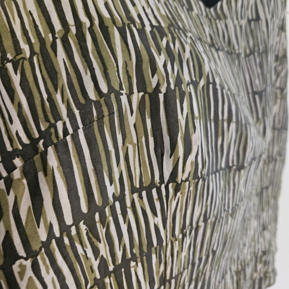 Vintage Robbie Bee Top 100% Silk Sz 12 Green Brown Pattern Shirt Tank Sleeveless - Picture 2 of 5